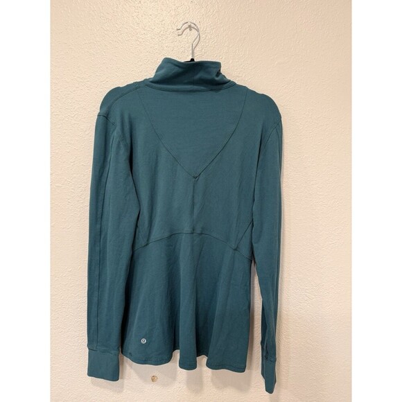Lululemon Kanto Catch Me 1/2 ZipWee Stripe Forage Teal Dark Fuel Sz 12 - Picture 2 of 5